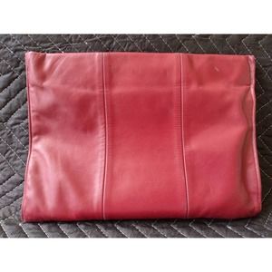 Shirl Miller Vintage Burgundy Leather Tripanel Clutch
